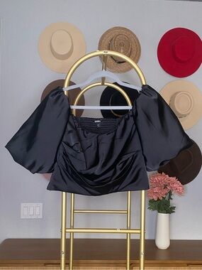 Express Black Satin Blouse